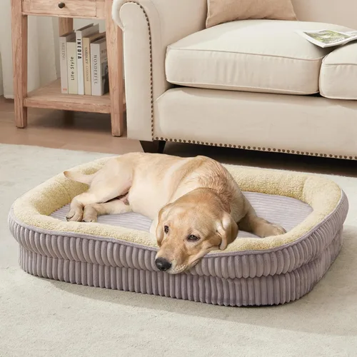 Miniatura 17 de Cama ortopédica para perros de razas medianas y grandes, sofá cama para perros con espuma de celda de huevo de alta densidad con cuatro lados