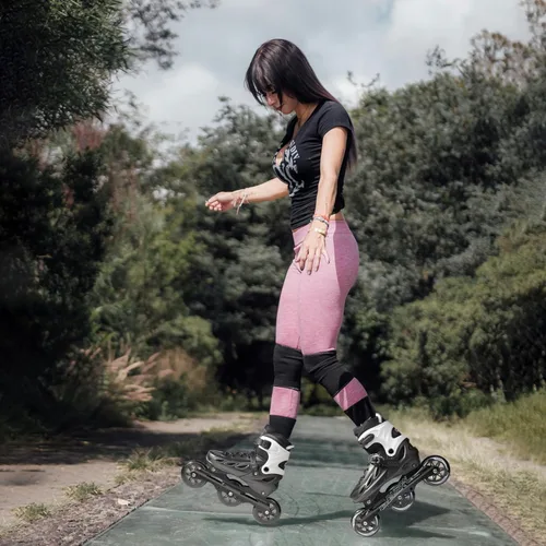 Miniatura 6 de PAPAISON Patines en línea ajustables para adultos para hombres y mujeres con 3 ruedas de 100 mm, patines de exterior para fitness, velocidad y Negro