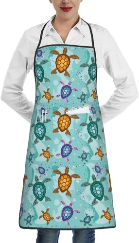 Miniatura 12 de Delantales con babero para mujeres y hombres, delantal de cocina con bolsillos para cocina, parrilla, barbacoa, pintura, jardinería