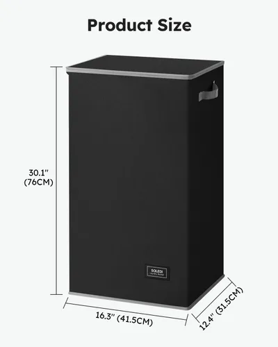 Miniatura 5 de SOLEDI Cesta de lavandería negra con tapa y bolsa extraíble, cesta de lavandería grande y alta de 100 litros, plegable con asa para almacenamiento