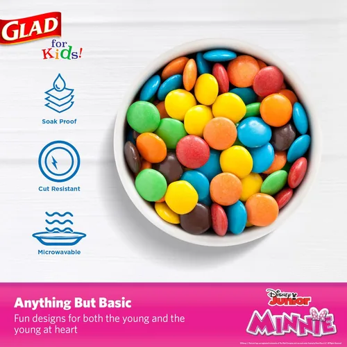 Miniatura 4 de Glad para niños Disney Mickey y amigos, cuencos desechables de papel para aperitivos, sin tapas, Minnie rosa - resistente, apto para microondas