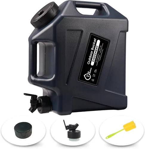 Miniatura 8 de COOZMENT Contenedores de agua de 3.2 galones/5 galones con grifo, jarra de agua sin BPA, tanque de agua verde militar, contenedores