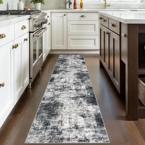 Miniatura 1113 de IOHOUZE Alfombra abstracta lavable de 3 x 12 pies para pasillos, antideslizante para cocina, camino de entrada de lana sintética para interiores