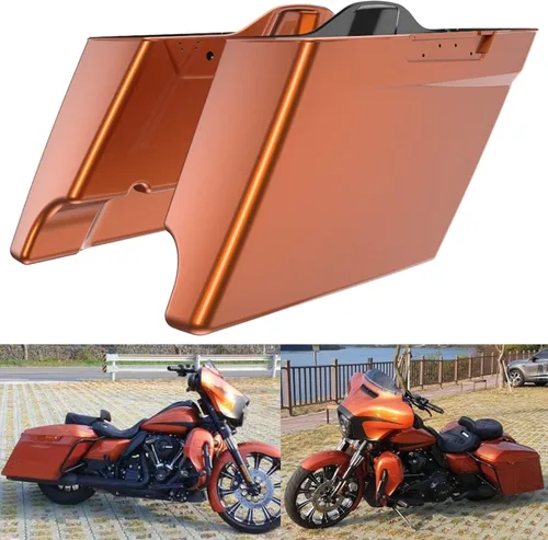 Miniatura 82 de Alforjas de motocicleta aptas para Harley Touring FLH 2014+ - Whisky ámbar, accesorios de perillas, bolsas rígidas estiradas