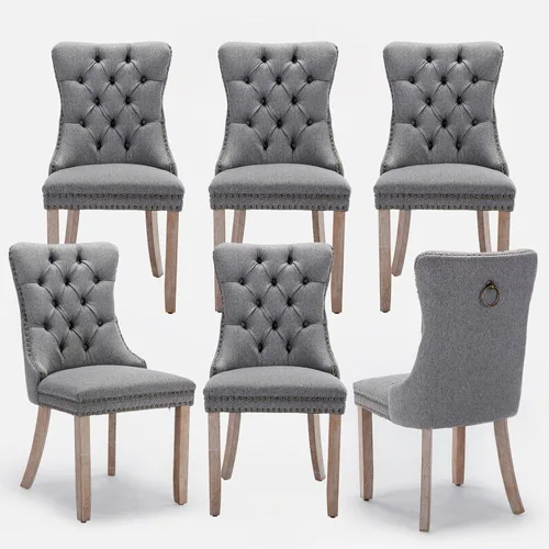 Miniatura 138 de Juego de 2 sillas de comedor tapizadas de terciopelo, sillas laterales de cocina de estilo moderno con ribete de cabeza de clavo y patas de madera
