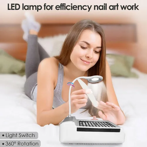 Miniatura 9 de Colector de polvo de uñas con lámpara-60W potente colector de polvo para uñas, velocidad ajustable NailFan colector de polvo con filtro reutilizable