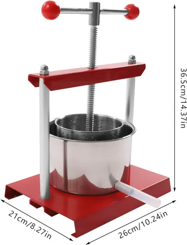 Miniatura 9 de Prensa de vino de frutas de acero inoxidable 0.8 galones (3L), prensa manual de jugos, quesos de vino, frutas y verduras para jugo, verduras, vino