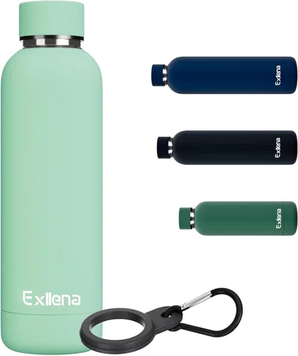 Miniatura 8 de Exllena Botella de agua pequeña de 12 onzas con clip, doble pared de acero inoxidable al vacío, pequeña botella de agua aislada que mantiene