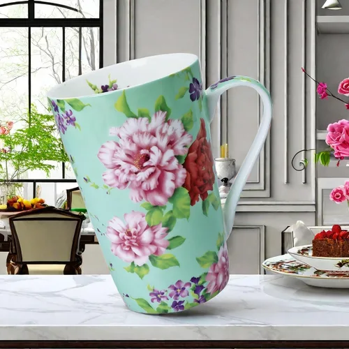 Miniatura 5 de Tazas de café lindas de 13 onzas para mujer, tazas de café con diseño floral de porcelana de hueso, tazas de té para mamá, mujeres, regalos