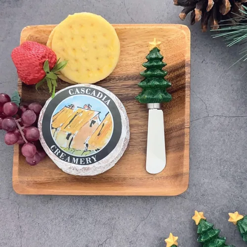 Miniatura 4 de UP Esparcidores de queso para árbol de Navidad, asas de resina pintadas a mano con cuchillas de acero inoxidable para untar queso crema