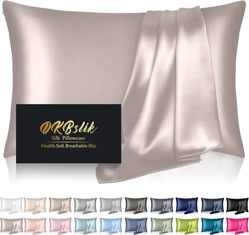 Miniatura 13 de Funda de almohada de seda para cabello y piel, fundas de almohada de seda de morera tamaño estándar, anti-acné, refrescante para dormir, seda Rosa