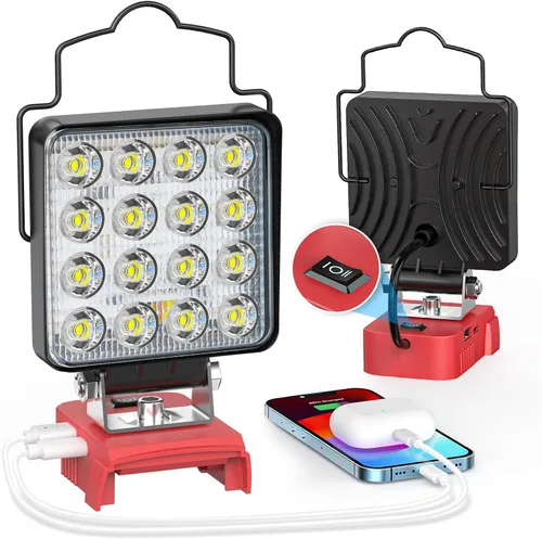Miniatura 13 de Ecarke Luz de Trabajo LED Compatible con Milwaukee, Ecarke 54W 5400LM Luces de Trabajo LED Inalámbricas de Inundación, Compatible con Batería