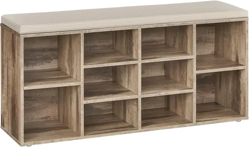 Miniatura 23 de VASAGLE - Colección CUSTOS - Banco para zapatos, banco de almacenamiento con asiento acolchado, banco de entrada con 10 compartimentos
