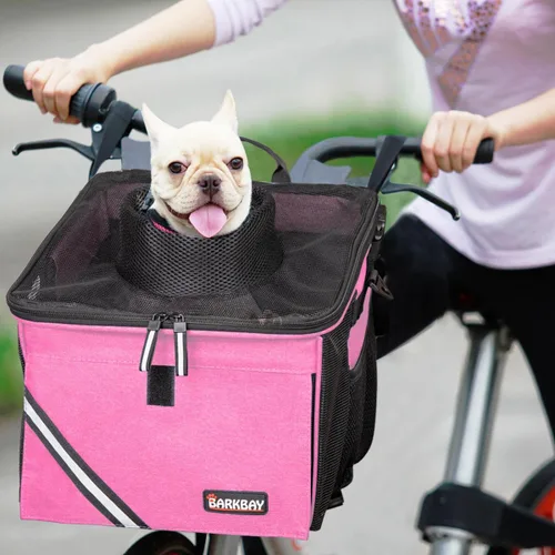 Miniatura 10 de Canasta/Bolsa de Transporte para Mascotas para Bicicleta, Mochila Transportadora/Elevadora para Perros y Gatos con Bolsillos Laterales Grandes