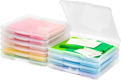 Miniatura 14 de IRIS USA - Paquete de 8 cajas de almacenamiento transparente de plástico para papel de álbumes de recortes de 6" x 6", organizadores portátiles