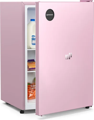 Upstreman Mini refrigerador de 2.5 pies cúbicos, refrigerador pequeño de una sola puerta, refrigerador para dormitorio con 7 termostatos ajustables,