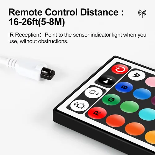 Miniatura 4 de RGBZONE - Controlador LED de 4 pines, mando a distancia inalámbrico IR de 44 teclas, controlador de tira de luces LED RGB DC 5V/12V/24V para tiras