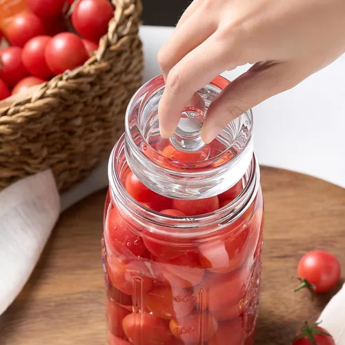 Miniatura 6 de MFacoy Juego de 4 pesas de vidrio para fermentación con asa de fácil agarre para tarros de encurtido de boca ancha, juego de pesas de vidrio