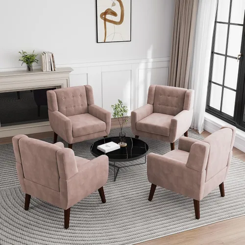 Miniatura 53 de Silla decorativa de piel sintética, moderna silla tapizada para sala de estar, cómodos asientos individuales con botones, asiento de lectura Negro