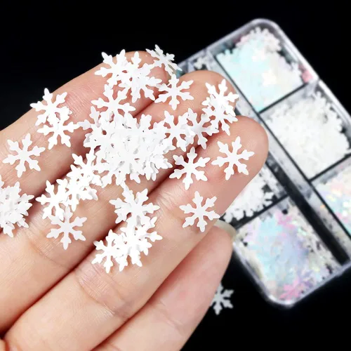 Miniatura 3 de Lentejuelas con purpurina de copo de nieve, 6 rejillas holográficas de Navidad, diseño de uñas de Navidad, diseño de uñas de invierno, Navidad