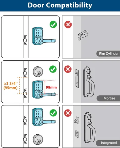 Miniatura 6 de HIDALIFE Cerradura de puerta de entrada sin llave, teclado electrónico con asa, pantalla táctil, bloqueo automático, contraseña antiespía, fácil