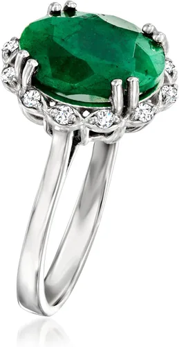 Miniatura 3 de Ross-Simons Anillo esmeralda de 4.20 quilates con topacio blanco de 10 qt t t en plata de ley