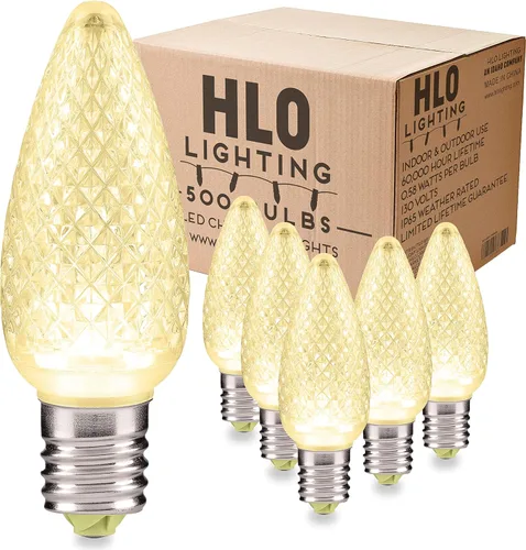 HLO Lighting Juego de 500 bombillas LED de Navidad C9 facetadas de color blanco cálido para uso en interiores y exteriores | Bombillas de repuesto