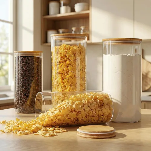 Miniatura 2 de HomArtist Juego de 4 recipientes grandes de vidrio para harina y azúcar, 180oz x2 & 93oz x2, recipientes de vidrio para almacenamiento de alimentos