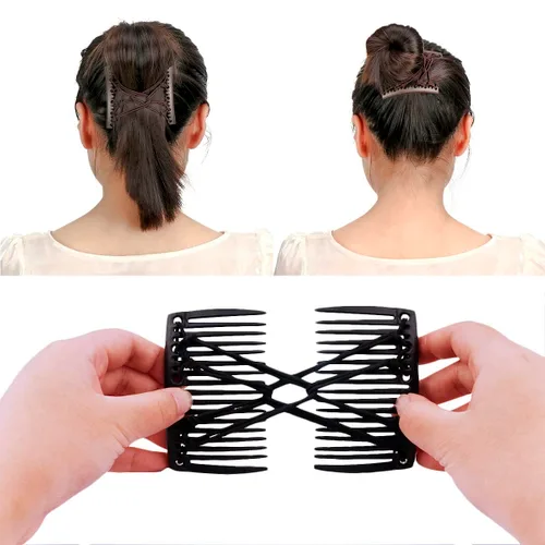 Miniatura 6 de 6 peines elásticos dobles para el cabello, accesorios mágicos ajustables para hacer moños sin arrugas, accesorios para mujer, rizados, gruesos