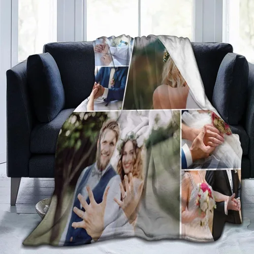 Miniatura 20 de DUNHUANG Manta personalizada con fotos, texto, logotipo, collage de fotos, manta personalizada para el Día de la Madre, Día de San Valentín, 1 Foto