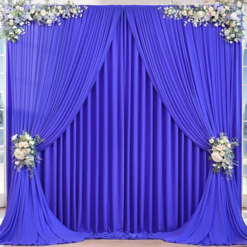 Miniatura 29 de Cortinas de fondo azul bebé de 8 x 10 pies para bodas, cortinas de fondo de poliéster sin arrugas, para baby shower, fiestas de cumpleaños