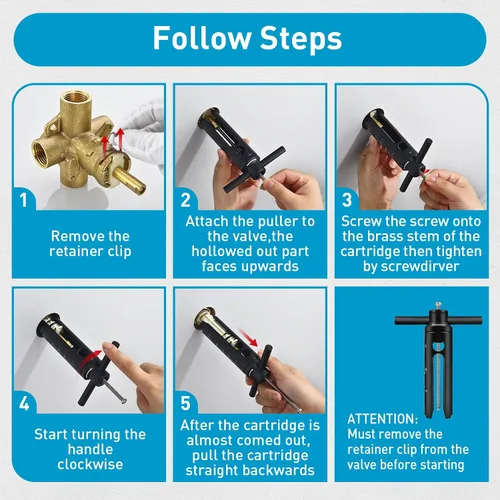 Miniatura 8 de Herramienta de extracción de cartucho 104421U para Moen 1222 1225 1220, herramienta de extracción de cartucho de ducha, removedor de cartucho