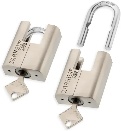 Miniatura 10 de J45S candado con llave, cerradura de grillete de acero inoxidable resistente, 3 llaves, almacenamiento impermeable y a prueba de óxido, almacenes