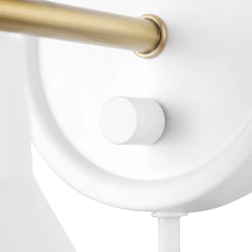 Miniatura 8 de Globe Electric 65542 - Candelabro de pared de 1 luz con enchufe o cableado, blanco mate, acento en latón, interruptor giratorio de atenuación sin