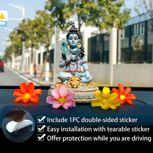Miniatura 4 de alikiki Estatua hindú de Dios Señor Shiva – 3.8 pulgadas de alto, ídolo indio Shiva para decoración de tablero de automóvil, artículo de Diwali