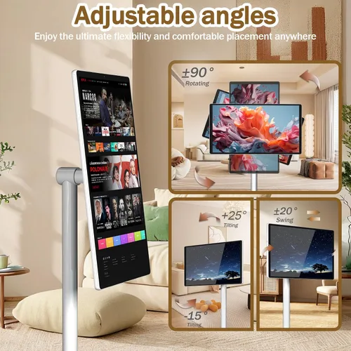 Miniatura 5 de TV portátil inteligente FHD de 21.5 pulgadas, TV rodante sobre ruedas, sistema operativo Android 15, almacenamiento 6G + 128GB, monitor de pantalla