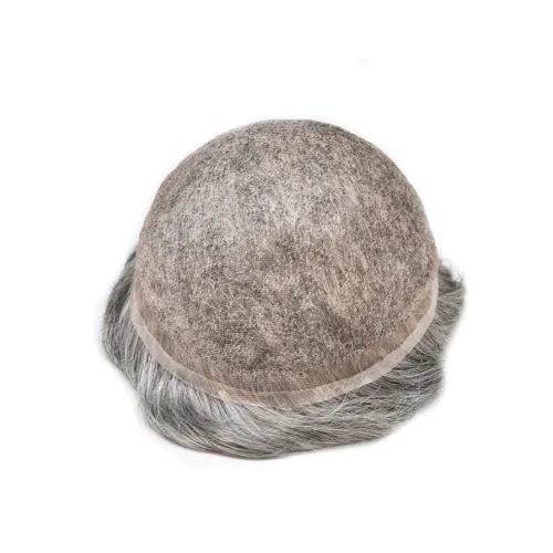 Miniatura 252 de Toupee para hombres nudos blanqueados hombres toupee hairpieces europeo virgen sistema de reemplazo de cabello humano suave encaje francés hombres
