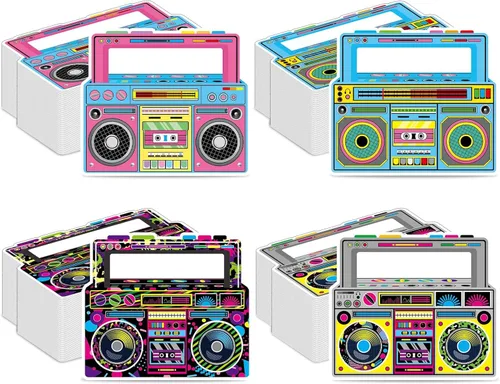 50 servilletas de radio Boombox de regreso a los años 80 y 90, decoraciones de fiesta retro en forma de boombox desechable servilleta de almuerzo