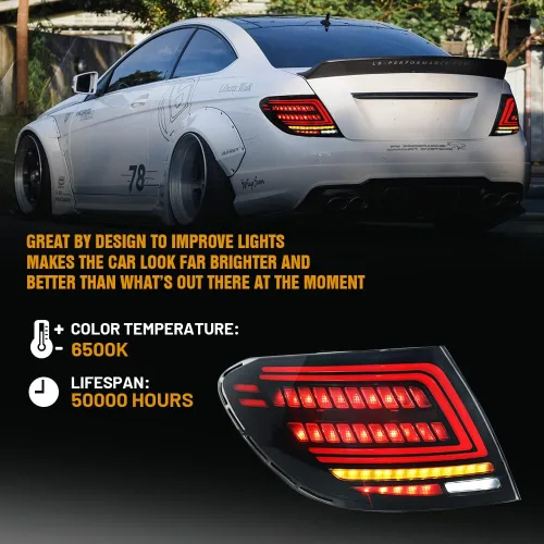 Miniatura 6 de Nuevas luces traseras para 2007-2014 Mercedes C300 Luz trasera 09 Benz W204 Luces traseras C200 Accesorios C180 C260 Clase C Estilo C freno de humo