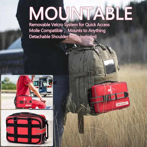 Miniatura 4 de Kit avanzado de primeros auxilios integral con compartimentos bien organizados y etiquetados, sistema MOLLE removible. Kits de primeros auxilios