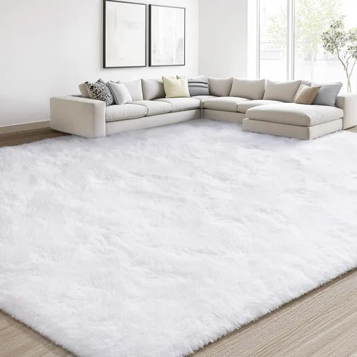 Miniatura 90 de EVOIONOS - Alfombra redonda gris para dormitorio, 5x5 pies; alfombras circulares suaves y esponjosas para sala de estar, alfombras de felpa peludas