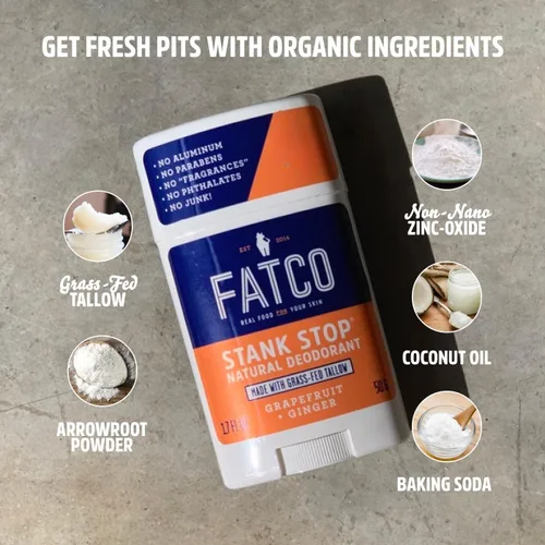 Miniatura 3 de FATCO Stank Stop All Desodorante natural con aceite de coco orgánico y sebo - Pomelo + jengibre (1.7 oz)