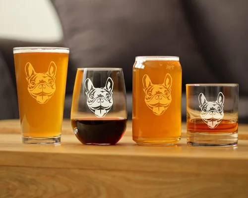 Miniatura 5 de Happy Frenchie - Vaso de cerveza – Decoración divertida y única con temática de perro bulldog francés y regalos para hombres y mujeres, 16 onzas