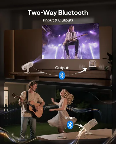 Miniatura 7 de Aurzen BOOM Air - Proyector portátil Google TV con WiFi y Bluetooth, alimentado por USB-C, proyector inteligente para películas al aire libre