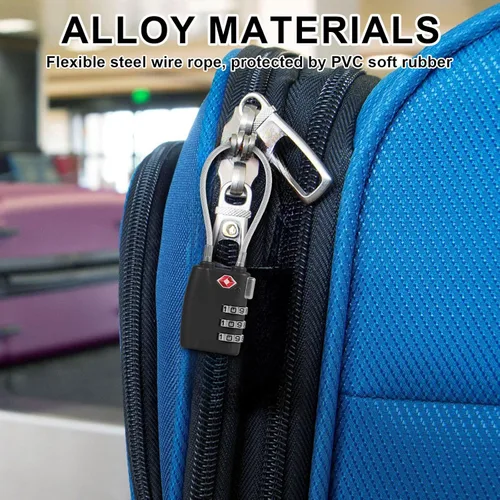Miniatura 4 de Paquete de 5 cerraduras TSA para equipaje, aprobadas por la TSA, combinación de 3 dígitos, candados de viaje de la TSA, candados de cable