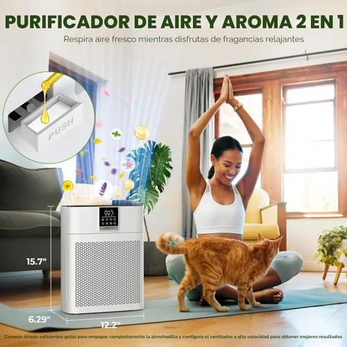 Miniatura 8 de Purificadores de aire para el hogar, habitación grande de hasta 2180 pies cuadrados, purificador de aire HEPA DBFIT con prefiltro de nailon lavable