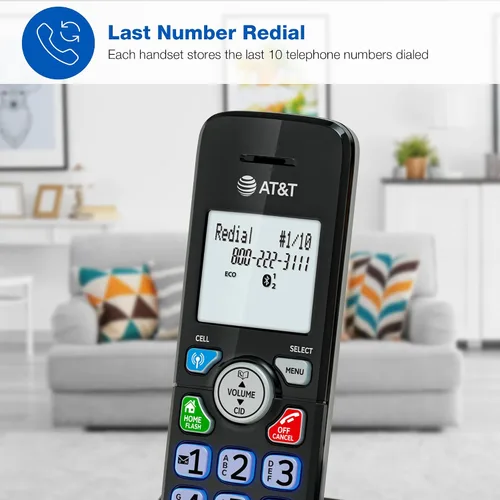 Miniatura 9 de AT&T Teléfono inalámbrico DECT 6.0 - Bloqueador de llamadas inteligente, Bluetooth conecta a la celda, anuncio de identificación de llamadas
