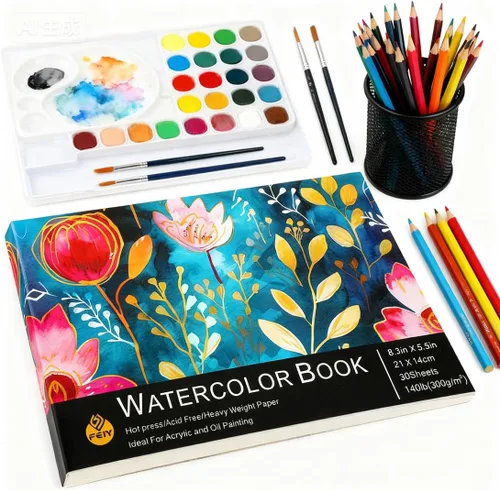 Miniatura 3 de 30 hojas de papel de acuarela de 5.5 x 8.2 pulgadas, cuaderno de bocetos de acuarela desgarrable para pintura artística