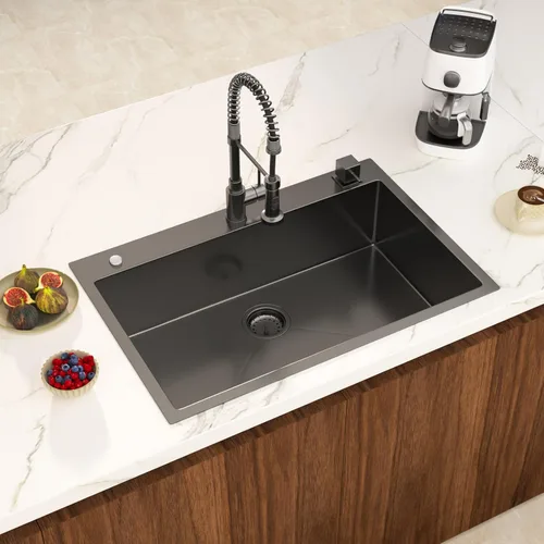 Miniatura 25 de Black Bar Sink Drop in 13x15 Inch Topmount Single Bowl Kitchen Sink Handmade T304 Stainless Steel Wet Bar Sink Outdoor RV Handmade Small Prep Sink