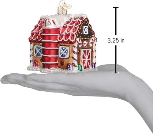 Miniatura 3 de Old World Christmas Adorno de Granero de Pan de Jengibre Soplado en Vidrio para Árbol de Navidad, Decoración Navideña Artesanal, Colección de Pan